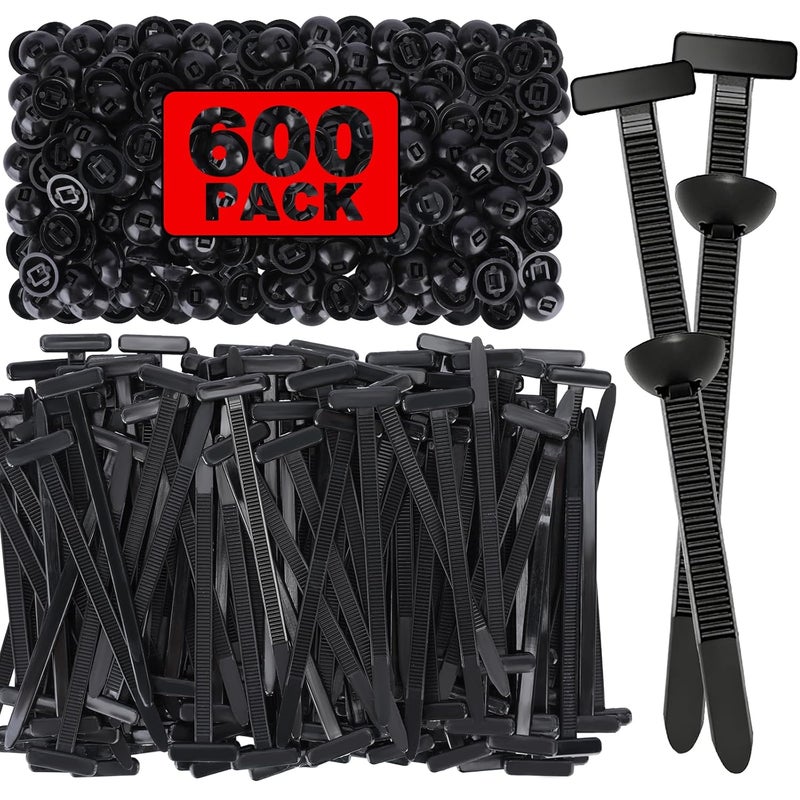 CRAZYTHUR Cable Tie Buckle Zip Tie for Car，600Pcs Self-Locking T Rivet Nylon Universal Cable Tie Buckle, New Multifunctional Tool Fasteners Grip Auto Zip Ties Buckles for Bumper Fender Liner - Image 1